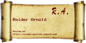 Reider Arnold névjegykártya